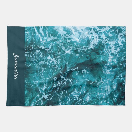 Aangepast Turquoise-Zee en Waves Modern Theedoek (Horizontaal)