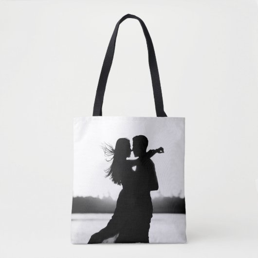 Aangepast twee foto's maken het zwart en wit tote bag (Voorkant)