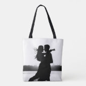 Aangepast twee foto's maken het zwart en wit tote bag (Achterkant)