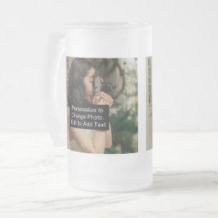 Aangepast twee foto's met pantserslogan 16 oz matglas bierpul