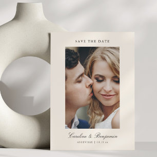 Aangepast twee foto's script QR ivoor elegante bru Save The Date
