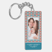 Aangepast twee portretfoto met decoratief patroon sleutelhanger (Voorkant Links)