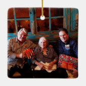 Aangepast tweeledig kerstversiertje met foto's keramisch ornament (Achterkant)