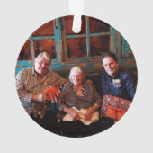 Aangepast tweeledig kerstversiertje met foto's ornament (achterkant)