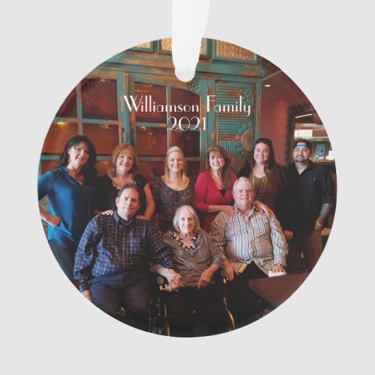 Aangepast tweeledig kerstversiertje met foto's ornament (voorkant)