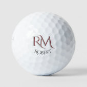 Aangepast tweeledig monogram met voornaam golfballen (Voorkant)