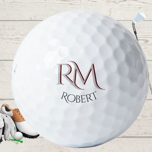 Aangepast tweeledig monogram met voornaam golfballen
