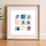 Aangepast type fotocollage-monogramme-batenthema poster<br><div class="desc">Ons moderne en minimale poster voor fotorastercollage is perfect om uw speciale familiefoto's weer te geven. Het ontwerp biedt een 9 vierkante rasterlay met 6 vierkantjes om uw eigen speciale fotoherinneringen weer te geven. De schone, witte minimale lay-out is ideaal als aanvulling op elk decor. Het collage bevat een vierkant...</div>