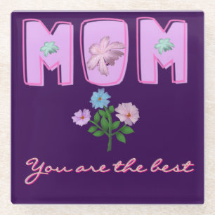 Aangepast typografie-ontwerp voor mama's,  glazen onderzetter