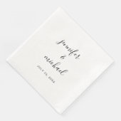 Aangepast typografie script zwart-wit bruiloft servet (Hoek)