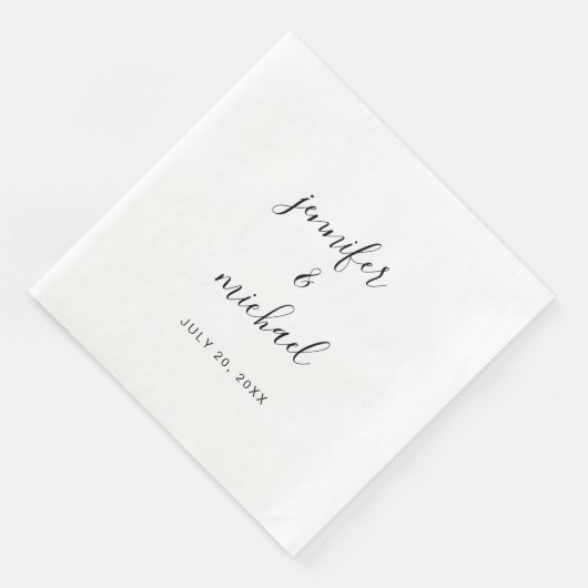 Aangepast typografie script zwart-wit bruiloft servet (Hoek)