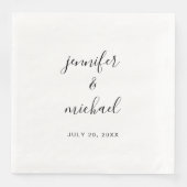 Aangepast typografie script zwart-wit bruiloft servet (Voorkant)