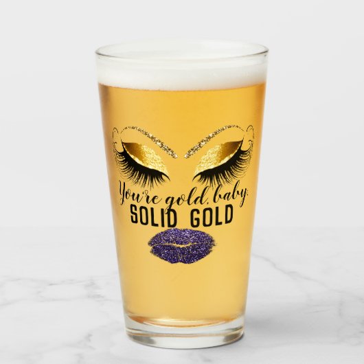 Aangepast U bent Goud Solid Gold Beer Promotie Glas (Voorkant gevuld)