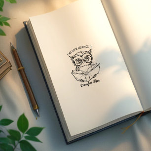 Aangepast Uil Ex-Libris Rubberstempel