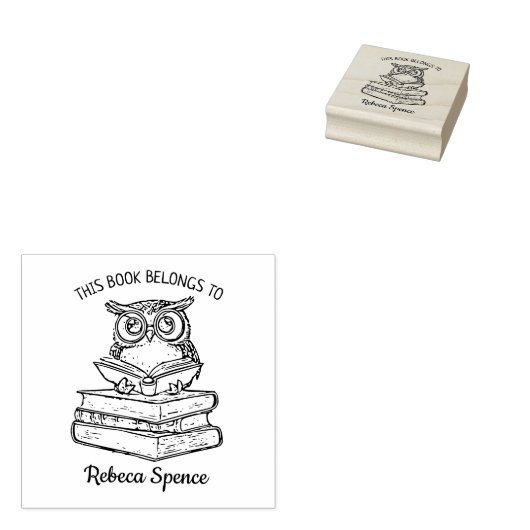 Aangepast uilen-boekenlegsel rubberstempel (Gestempeld)