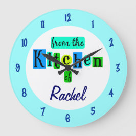 Aangepast uit de keuken van de blauwe groene kleur grote klok