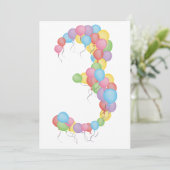 Aangepast uitnodigen voor 3e verjaardag van ballon kaart (Staand voorkant)