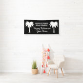 Aangepast uittredingsbalkbord met palmstructuur spandoek (Insitu)