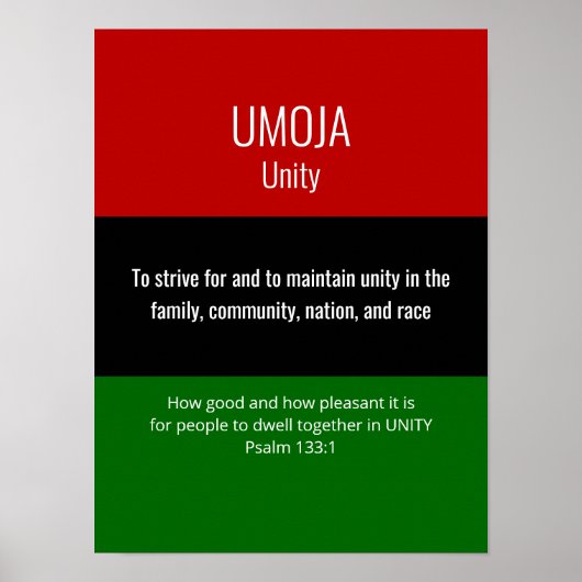 Aangepast UMOJA Unity Kwanzaa Poster (Voorkant)