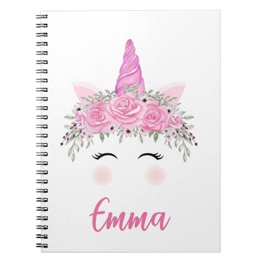 Aangepast Unicorn-Notitieboek met roze naam Notitieboek (Voorkant)