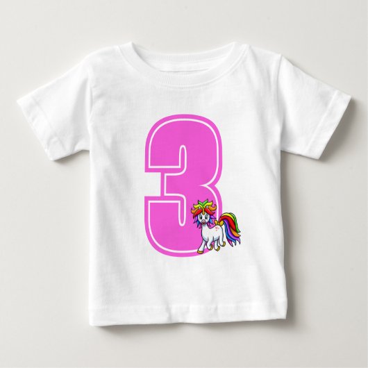 Aangepast Unicorn-nummer Baby T-Shirt (Voorkant)