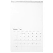 Aangepast, uniek, slank en minimalistisch kalender (Feb 2027)