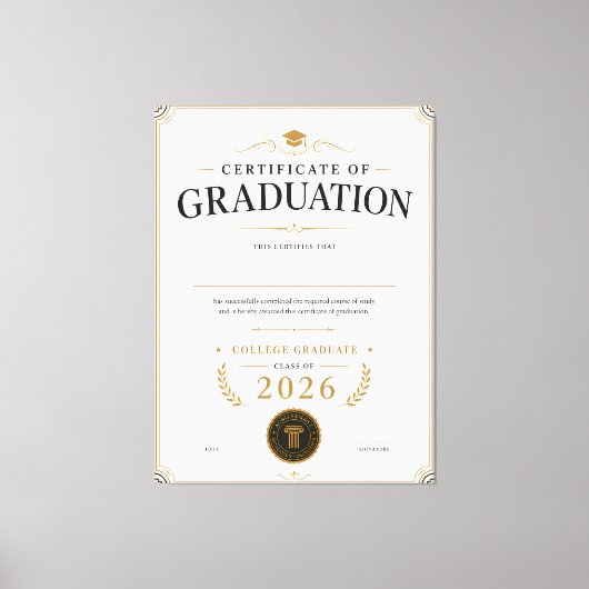 Aangepast universitair diploma 2026 canvas afdruk (Voorkant)