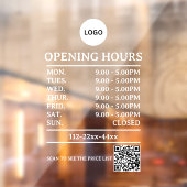 Aangepast uurschild met QR-code | Moderne winkel Raamsticker (Vel 2)