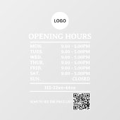 Aangepast uurschild met QR-code | Moderne winkel Raamsticker (Vel)
