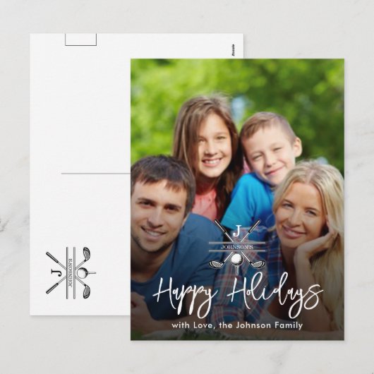 Aangepast uw Afbeelding Golf Holiday Design Feestdagenkaart (Voorkant / Achterkant)