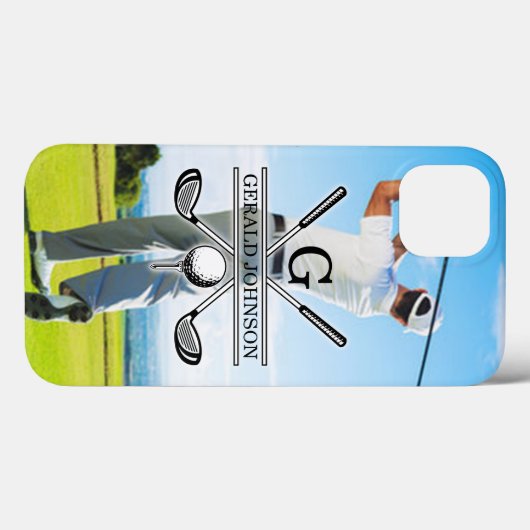 Aangepast Uw Afbeelding Golf Monogram Ontwerp Case-Mate iPhone Case (Achterkant (horizontaal))
