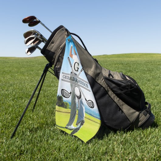 Aangepast Uw Afbeelding Golf Monogram Ontwerp Golfhanddoek (Groen)