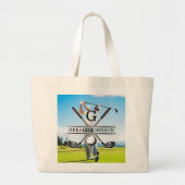 Aangepast Uw Afbeelding Golf Monogram Ontwerp Grote Tote Bag (Voorkant)