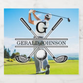 Aangepast Uw Afbeelding Golf Monogram Ontwerp Sparkling Wijnetiket (Enkel label)