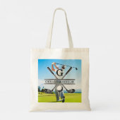 Aangepast Uw Afbeelding Golf Monogram Ontwerp Tote Bag (Achterkant)