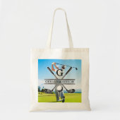 Aangepast Uw Afbeelding Golf Monogram Ontwerp Tote Bag (Voorkant)