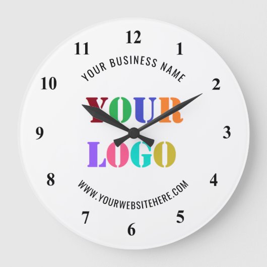 Aangepast Uw Bedrijf Logo Naam Website Wandklok (Voorkant)