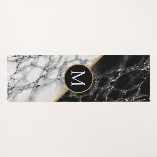 Aangepast uw brief Monogram Yoga Mat Gift Marble (Achterkant (horizontaal))