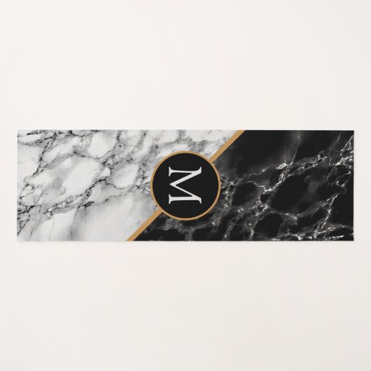 Aangepast uw brief Monogram Yoga Mat Gift Marble (Voorkant (horizontaal))