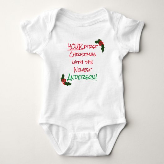 Aangepast uw eerste kerstcadeaupak voor Baby Romper (Voorkant)