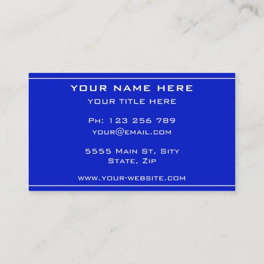 Aangepast uw eigen ontwerp blauw Visitekaartje (Achterkant)