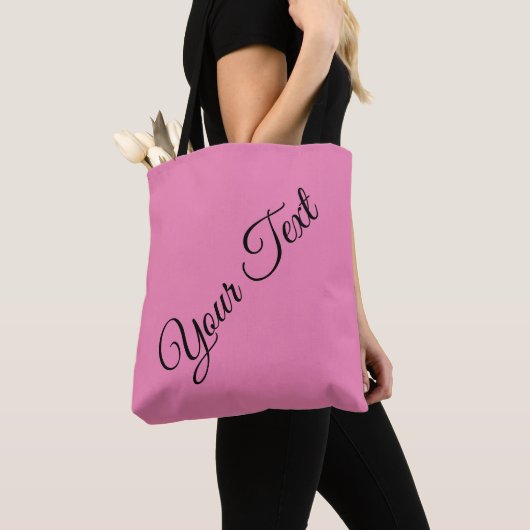Aangepast uw eigen woorden Elegant Script Roze Can Tote Bag (Dichtbij)