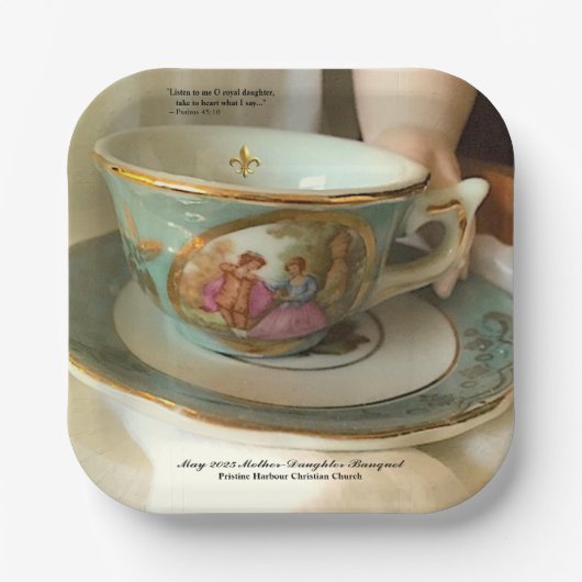 Aangepast [Uw Evenement] Frans Teacup Papier Bord (Voorkant)