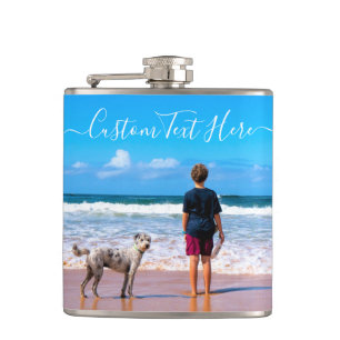 Aangepast uw favoriete foto Flask Gift met tekst Heupfles