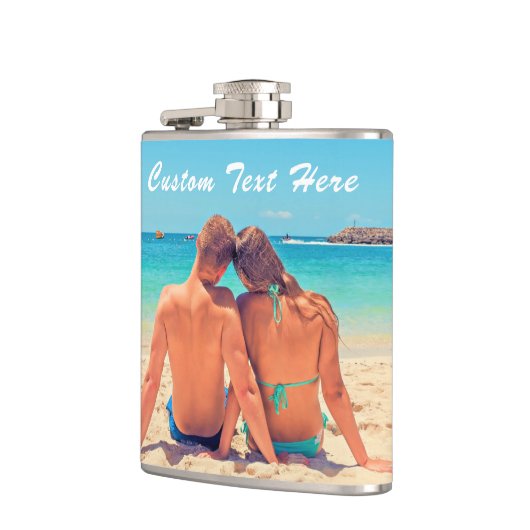 Aangepast uw favoriete foto Flask Gift met tekst Heupfles (Links)