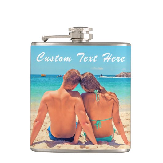 Aangepast uw favoriete foto Flask Gift met tekst Heupfles (Voorkant)