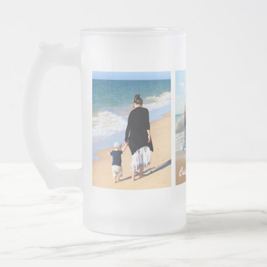 Aangepast uw favoriete fotocollage en tekstgeschen matglas bierpul (Links)