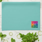 Aangepast uw foto Afbeelding of Logo Sjabloon Blau Theedoek (Gevouwen)