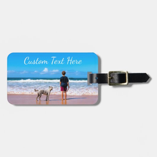 Aangepast uw foto-Bagagelabel met tekstnaam Bagagelabel (Voorkant horizontaal)