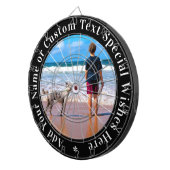 Aangepast uw foto Dart Board Gift met tekst naam Dartbord (Voorkant Rechts)